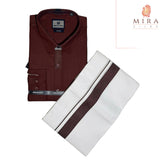 wine men's shirt and dhoti set - MIRASILKS wine men's shirt and dhoti set
